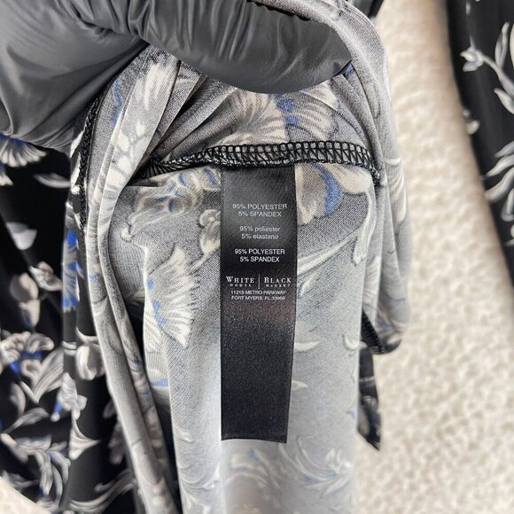 White House Black Market Black Floral Print Dress Womens 3/4 Sleeve Size Medium - Picture 9 of 16